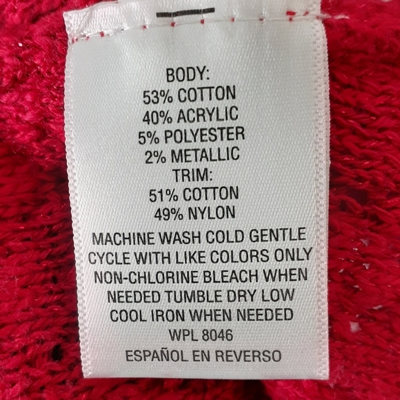 Style & Co Red Sweater Lace Hem 288 - Picture 6 of 6
